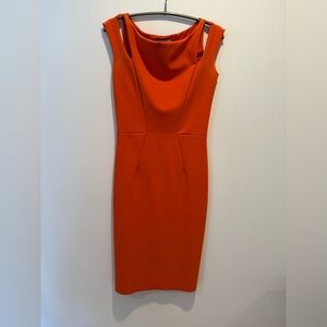 Chiara Boni Orange Sculpted Midi Dress